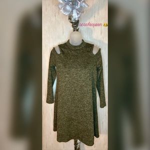Cold shoulder Olive green dress